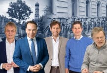 Die gespaltene Fahrradstadt Augsburg: Zwischen Radler-Frust und Parkplatz-Lust Von links: Peter Stöferle (IHK), Volker Ullrich (CSU), Benjamin Adam (SPD), Deniz Anan (Grüne) und Arne Schäffler (ADFC).